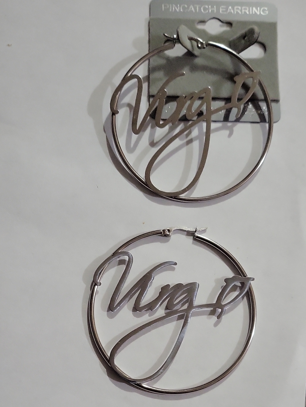 Pincatch Silver Virgo Hoop Earrings